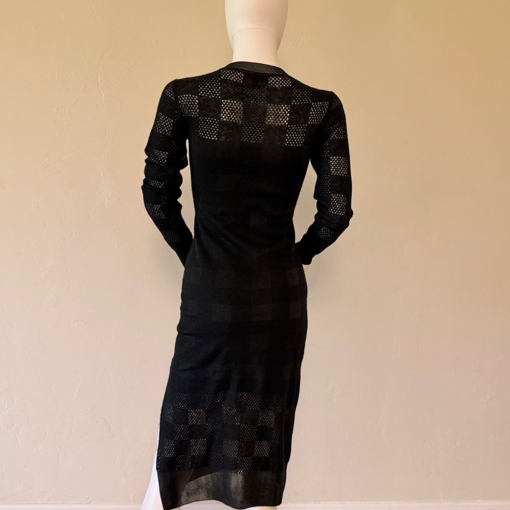 Rag & Bone Women's Black Alpaca Wool Pointelle Mesh Knit Midi Dress Size XXS - Picture 8 of 12